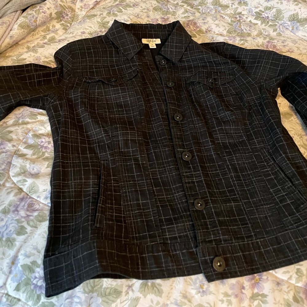 Style & Co. Plaid Denim short Jacket